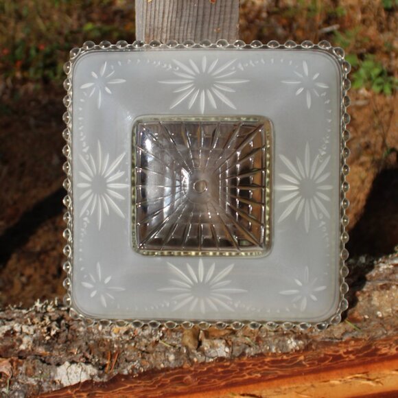 Art Deco Satin Crystal Glass Shade – Atomic Starburst Harmony House Sears 1940s - Picture 5 of 12